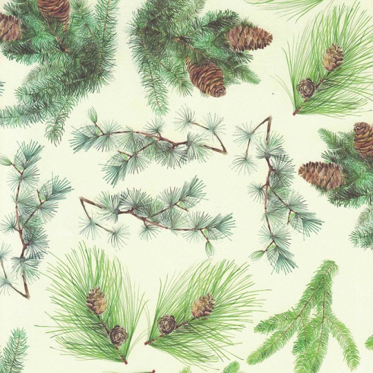 Christmas Pines and Greenery Holiday Print Paper ~ Tassotti 